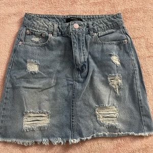 Denim Skirt With Pink Detail